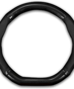1 PC Car D-shaped Steering Wheel Cover, 14.9″ Non-slip Carbon Fiber Decoration, Microporous Sweat-absorbent Breathable Protector for All Seasons, Universal for Cars (Balck)