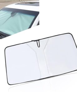 1 PC Car Front Sun Visor, 53.54″ x 25.59″ x 50.39″ Sun Protection Insulated Front Windshield Sunshade with Storage Bag, Essential Summer Sccessory, Compatible with Cars, SUVs, Trucks (Silver)
