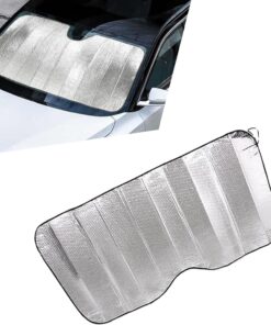 1 PC Car Front Sunshade, 51.18″ x 23.62″ Thickened Environmentally Friendly Insulated Reflective Foam Windshield Sunshade, Summer Essentials Accessories, Suitable for Cars, SUVs (Silver)