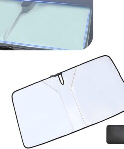 1 PC Car Front Windshield Sunshade, 55.11″ x 27.55″ Foldable Reusable Reflective Titanium Cloth Breathable Sunshade, Essential Cool Things for Summer, Suitable for Cars, Trucks, SUVs (Silver)