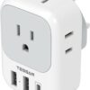 US to UK Plug Adapter, TESSAN Type G Travel Converter with 3 USB Charger(1 USB C Port), 4 Outlets Power Adaptor for USA to Qatar Ireland Hong Kong England Scotland Kenya Dubai London British