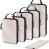 BAGSMART Compression Packing Cubes for Travel, 6 Set Travel Packing Cubes for Suitcases, Compression Suitcase Organizers Bag Set & Travel Cubes for Luggage, Lightweight Packing Organizers White Opal