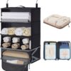 BAGSMART Hanging Packing Cubes for Travel, Hanging Shelves for Suitcases Organizers, Compression 4 Shelf Closet Organizers, Travel Shelves for Cruise Ship Essentials Black-Large