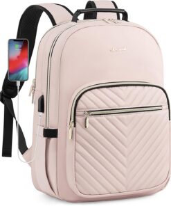 LOVEVOOK Backpack for Women, Fits 15.6 Inch Laptop Backpacks Purse with USB Port, Waterproof Travel Work Computer Bag, College School Student Backpack for Girls, Antique White