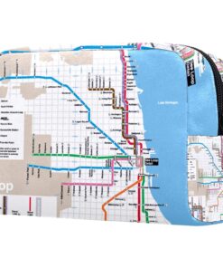 Toiletry Bag Cosmetic Travel Makeup Organizer Wash Bag Pouch with Zipper Chicago Subway Map for Travel Accessories Essentials