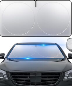 Car Windshield Sunshade with Opening, Car Sun Shade Windshield Foldable, Universal Portable Car Accessories Car Sunshade, Keeps Interior Cool, Fits Most Cars, Trucks, SUVs (M: 59×29.5 inch)