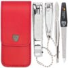 3 Swords Germany – brand quality 4 piece manicure pedicure grooming kit set for professional finger & toe nail care tweezers file clipper fashion leather case in gift box, Made by 3 Swords (02570)