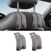2Pack Car Seat Headrest Hooks – Double Hook Design for Handbags, Purses, Bags,Car Purse Hook,Car Accessories for Women(Gray)