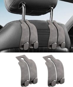 2Pack Car Seat Headrest Hooks – Double Hook Design for Handbags, Purses, Bags,Car Purse Hook,Car Accessories for Women(Gray)