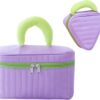 2 PCS Purple Makeup Bag, Travel Makeup Bag Set, Cute Small Makeup Bag with Handle, Skincare Organizers for Women