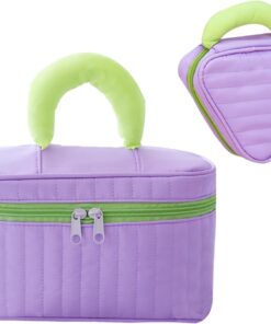 2 PCS Purple Makeup Bag, Travel Makeup Bag Set, Cute Small Makeup Bag with Handle, Skincare Organizers for Women
