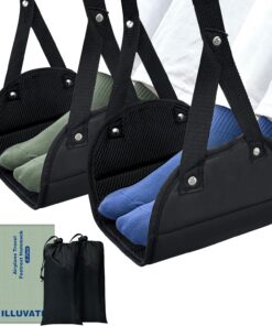 [2024 New Upgrade] 2-Pack Airplane Travel Footrest Hammock, Portable Foot Hammock Long Trip Essentials, Lightweight Airplane Foot Hanger Foot Rest for Air Travel