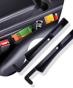 2PCS Car Seat Gap Filler Organizer,Multifunctional Car Gap Fillers with USB and Phone Holder, Universal Car Seat Storage Organizer Between Seats for Phone, Keys, Eyeglasses(Black)