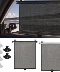 2PCS Car Window Shades for Baby, 18″×15″ Retractable Car Side Window Sun Shade with Suction Cups, Window Shade for Baby in Car, Summer essentials for Cars to Blocks Heat and UV Rays Glare
