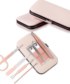 2PCS Nail Clippers Set for women, 14PCS Finger Nail Clippers with Pink Luxurious Case for Adult, Stainless Steel Travel Nail Care Kit, Manicure Kit, Gifts Under 10 Dollars for Christmas Birthday