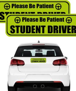 2PCS Student Driver Sticker Magnet for Car, Removable Reflective New Drivers Sticker Safety Warning Decal, Please Be Patient Student Driver Magnet Signs for Car Door/Trunk/Hood/Bumpe (Green)