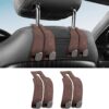 2Pack Car Seat Headrest Hooks – Double Hook Design for Handbags, Purses, Bags,Car Purse Hook,Car Accessories for Women(Brown)