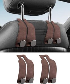 2Pack Car Seat Headrest Hooks – Double Hook Design for Handbags, Purses, Bags,Car Purse Hook,Car Accessories for Women(Brown)