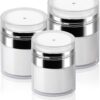3Pack Airless Pump Jars Mixed(0.5Oz+1.0Oz+1.7Oz) Moisturizer Pump Dispenser Air Pump Container for Cream, Drunk Elephant Container, Cream Jar Vacuum Empty Bottle Dispenser Essentials Cosmetic Jar