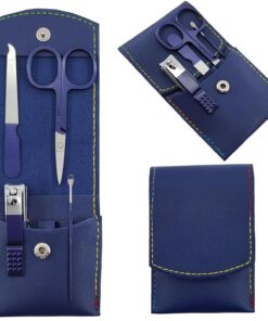 4-Piece Manicure Set, Nail Clippers Kit, Stainless Steel Nail Cutter Care Tools Professional Grooming Kits, Gift for Men, Fathers, and Parents (Blue)