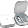 4-in-1 Nail Care Set with Storage Case – Stainless Steel Nail Clippers, Cuticle Fork, Ear Pick, and Nail File – Travel Nail Cutter Kit for Men and Women – White