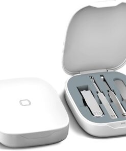 4-in-1 Nail Care Set with Storage Case – Stainless Steel Nail Clippers, Cuticle Fork, Ear Pick, and Nail File – Travel Nail Cutter Kit for Men and Women – White