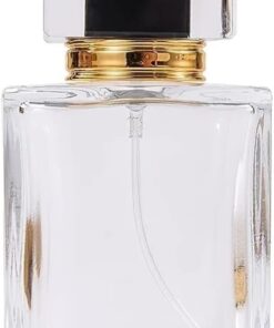 50ml Square Glass Perfume Bottle Clear Spray Bottles Packaging Bottle Refillable Atomizer Travel Cosmetic Container High Grade (Black)
