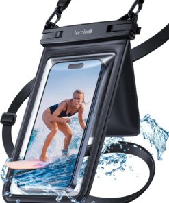 [Added Small Pocket] Waterproof Phone Pouch – Lamcall IPX8 Waterproof Phone Double Bag with Lanyard, Cell Phone Dry Bag Beach for iPhone 15/ Pro/Pro Max/Plus/14/13, Galaxy 24/23, 4-7.5″ with Case