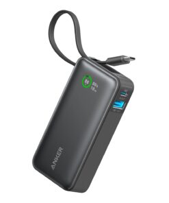 Anker Nano Power Bank, 10,000mAh Portable Charger with Built-in USB-C Cable, PD 30W Max Output with 1 USB-C, 1 USB-A, Compatible for iPhone 15/15 Plus/15 Pro/15 Pro Max, MacBook, Galaxy, iPad