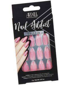 Ardell Nail Addict Artificial Nail Set, Luscious Pink, 24-Pc, Medium, Stiletto-Shape, DIY Press-On Nails, Quick and Easy To Use, with Glue, Cuticle Stick and Nail File