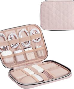 BELALIFE Portable Travel Cable Organizer Bag, Tech Storage Bag for Cord, Charger, Phone, Earphone, Hard Drive, USB, SD Card and Electronic Accessories, Pink