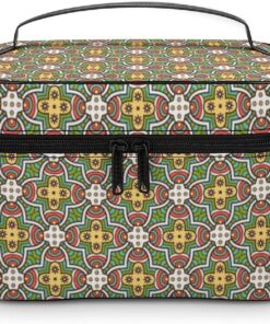 BOOBOGING Vintage Makeup Bag Travel Essentials Toiletry Bag, Classic Pattern Cosmetics Bag Storge, Women Leather Toiletries Organizer,MTX46