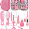 Baby Healthcare and Grooming Kit, Safety Newborn Nursery Care Set, with Hair Brush Comb, Nail Clipper, Thermometer, Pacifier Clip, Nasal Aspirator for Newborn Infant Baby Girls Boys (Pink.)