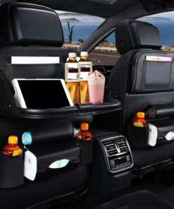 Backseat Car Organizer with Tray,Backseat Car Organizer with Foldable Tablet Holder Table and 8 Storage Pockets, Car Seat Organizer for Kids Travel Trip (2pack)