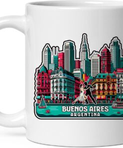 Buenos Aires Argentina Mug for Women Men Ceramic Mugs Tea Coffee Cup with Handle Cute White Mug Size – 11 oz Funny Novelty Nice Graphic Design Print Mug for Kitchen ID44994