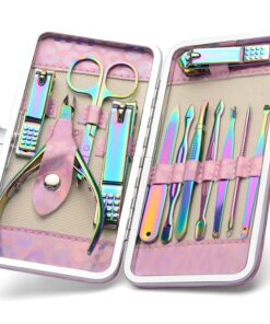 CGBE Nail Clippers Set, Manicure Set Pedicure 12 Pieces Stainless Steel Manicure Kit Professional Grooming Care Tools with Luxurious Travel Case