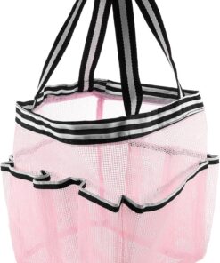 Cabilock Foldable Makeup Bag Mesh Shower Tote Bag with 8 Pockets Hanging Portable Toiletry Bag for Men and Women College Dorm Essentials Quick Dry Bath Organizer Womens Toiletry Travel Bag