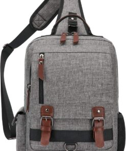 Canvas Cross Body Messenger Bag for Men Women Sling Shouler Backpack Travel Rucksack