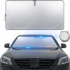 Car Windshield Sunshade with Opening, Car Sun Shade Windshield Foldable, Universal Portable Car Accessories Car Sunshade, Keeps Interior Cool, Fits Most Cars, Trucks, SUVs (L: 63×33.5 inch)