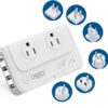 Ceptics Travel Voltage Converter -200W Convert 220V to 110V for Curling Iron, Straightener, Charger Step Down World Power Plug – 4 USB PD 18W Fast Charging – SWadApt – Type A, B, C, E/F, G, I Include