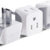 Ceptics UK Travel Plug Adapter, 2 in 1 Type G Adapter, US to UK Adapter, Ireland, Dubai Travel Adapter with Dual USA Inputs, CE, RoHS – HK Outlet Adapter, 3 Pack