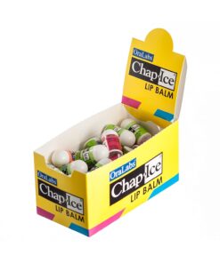 Chap-Ice® | Premium and Traditional Lip Balm for Chapped, Dry, or Windburned Lips | Pocket Size Display with Assorted Flavors – Cherry, Citrus Orange, Kiwi Lime – 50 Mini Sticks (0.10oz/3g)