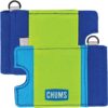 Chums Bandit Lo-Pro Minimalist Wallet – Compact RFID Wallet with Keyring & Elastic Strap for Cash (Lime/Blue/Royal)