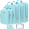 Compression Packing Cubes for Suitcases,7 Set Travel Packing Cubes for travel,Expandable Organizers Bag Set & Travel Cubes for Luggage,Lightweight Durable Packing Organizers Blue.