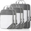Compression Packing Cubes for Travel, Packing Cubes Compression Travel Essentials, Compressible Travel Packing Cubes Organizers for Carry-on Luggage Suitcase