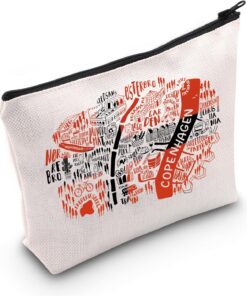 Copenhagen Denmark Lover Makeup Bag Copenhagen Map Travel Vacation Holiday Cosmetic Bag BFF Women Gift (COPENHAGEN)