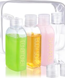 Cosywell Leakproof Squeeze Bottles Travel Kit – 4pc 3.4 oz TSA Approved for Shampoo, Conditioner and Toiletries