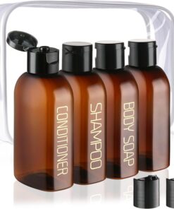 Cosywell Travel Bottles for Toiletries 4pcs 3.4oz Travel Shampoo and Conditioner Bottles TSA Approved Travel Size Containers Leak Proof Small Plastic Squeeze Bottles with Flip Cap