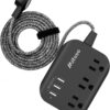 Cruise Ship Essentials – Power Strip with USB, Mountable Flat Plug Power Strip with 3 Outlets 3 USB Ports(Smart 3.1A), 5ft Braided Extension Cord, Compact for Cruise Ship, Travel, Home, Dorm