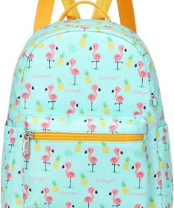 Cusangel Green Small Backpack Girls, Water-resistant Flowers Mini Backpack Daypack Shoulder Bag Woman Kids School Travel